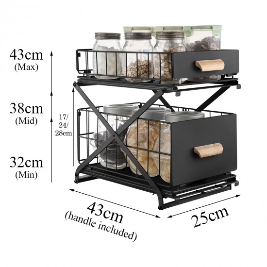 2 Tier Kitchen Dish Drying Drainer Storage Rack Wire Basket Holder Organiser